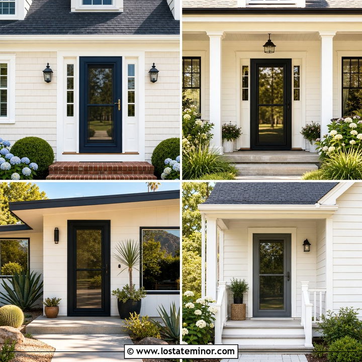 30 Off White House Design With Storm Door Ideas for Curb Appeal