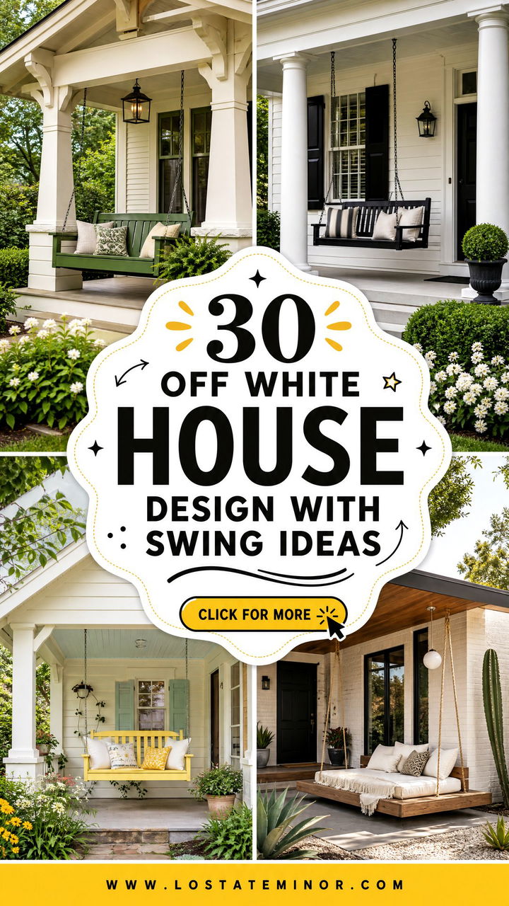 30 Off White House Design With Swing Ideas for Cozy Porches - 30 Off White House Design With Swing Ideas for Cozy Porches