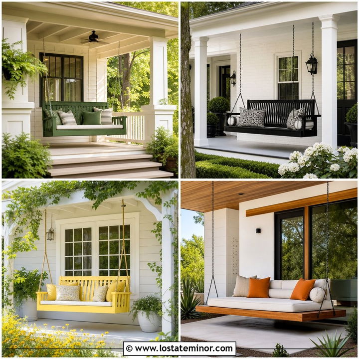 30 Off White House Design With Swing Ideas for Cozy Porches