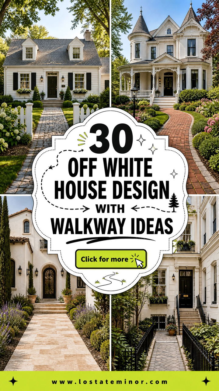 30 Off White House Design With Walkway Ideas for Curb Appeal - 30 Off White House Design With Walkway Ideas for Curb Appeal