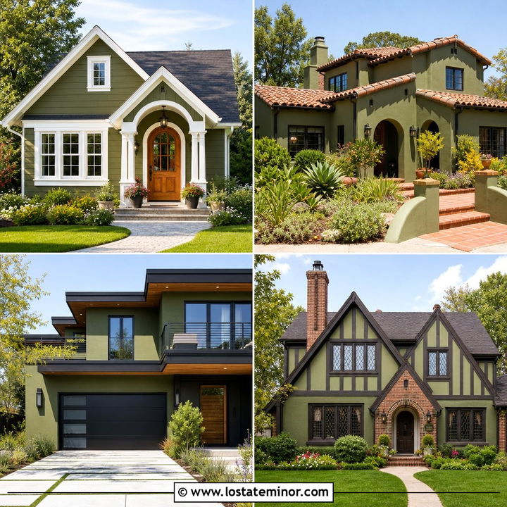 30 Olive Green House Design With Accents Ideas: Fresh Curb Appeal