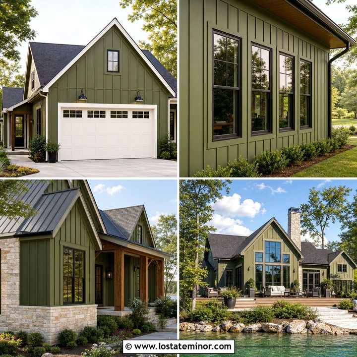 30 Olive Green House Design With Board and Batten Ideas: Trends