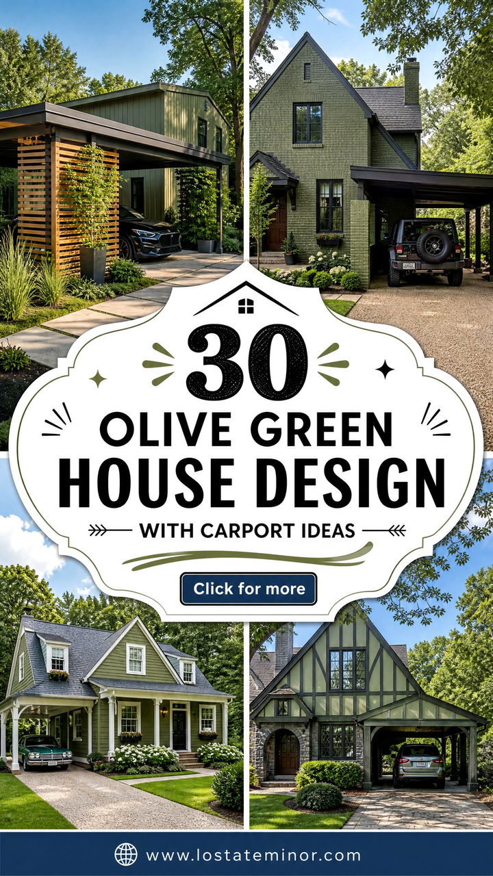30 Olive Green House Design With Carport Ideas Smart Shelter - 30 Olive Green House Design With Carport Ideas: Smart Shelter