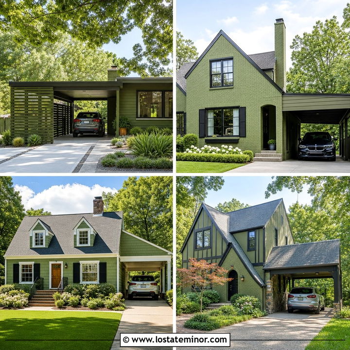 30 Olive Green House Design With Carport Ideas: Smart Shelter