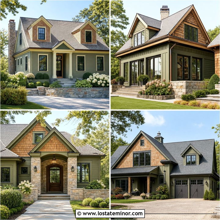 30 Olive Green House Design With Cedar Shake Ideas You’ll Love