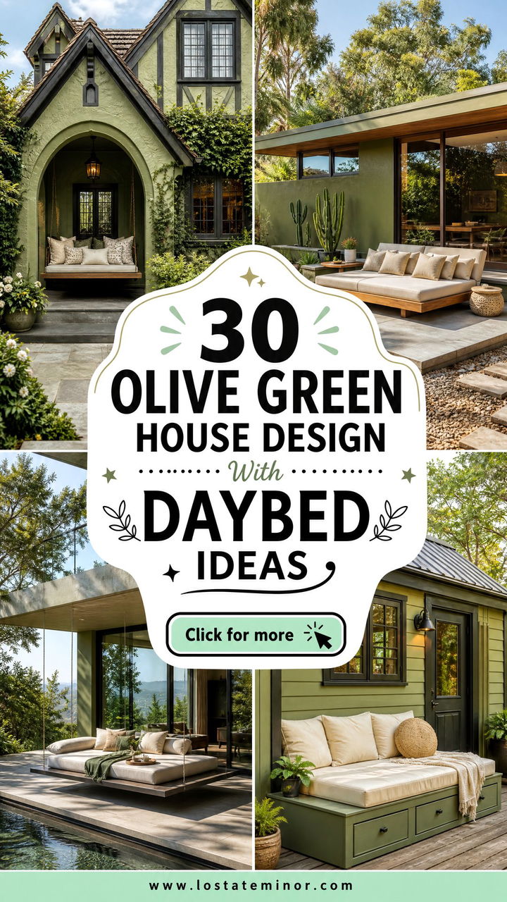 30 Olive Green House Design With Daybed Ideas for Relaxed Porches - 30 Olive Green House Design With Daybed Ideas for Relaxed Porches