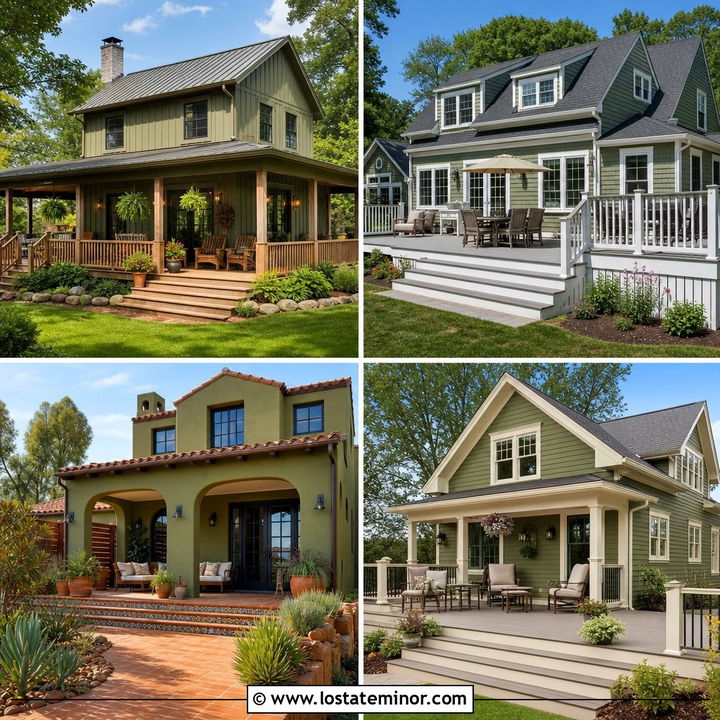 30 Olive Green House Design With Deck Ideas for Cozy Living