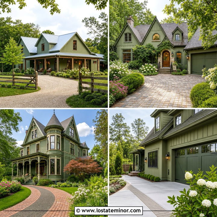 30 Olive Green House Design With Driveway Ideas That Feel Polished