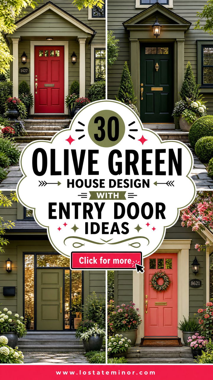 30 Olive Green House Design With Entry Door Ideas To Try - 30 Olive Green House Design With Entry Door Ideas To Try