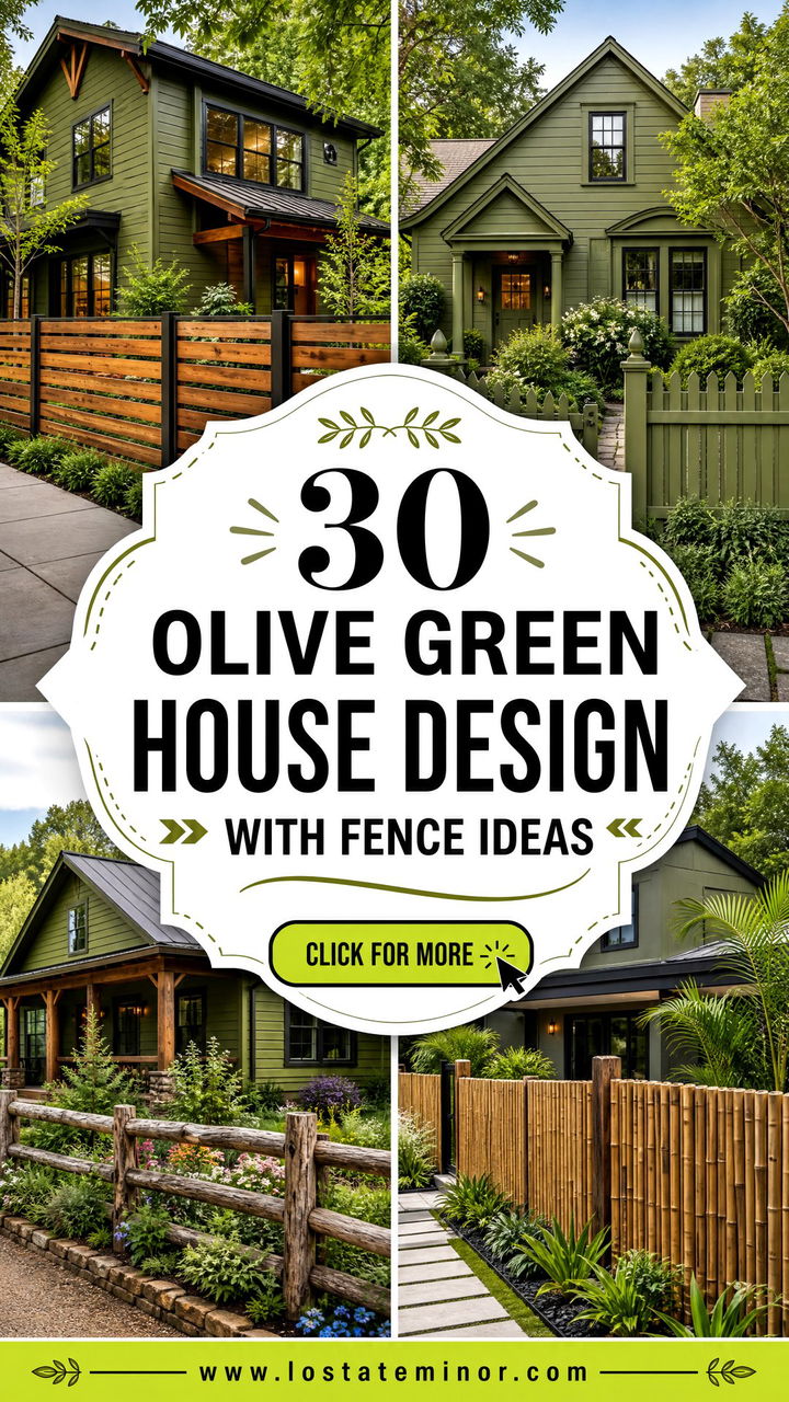 30 Olive Green House Design With Fence Ideas for Curb Appeal - 30 Olive Green House Design With Fence Ideas for Curb Appeal