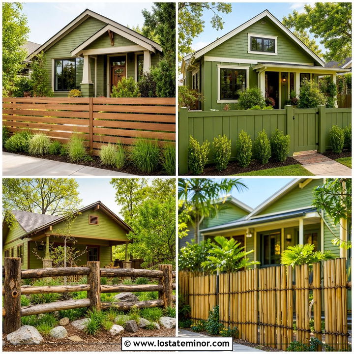 30 Olive Green House Design With Fence Ideas for Curb Appeal