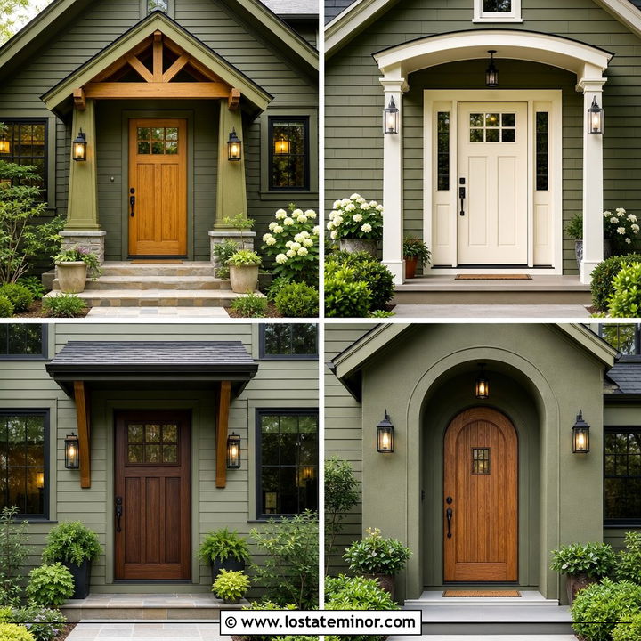 30 Olive Green House Design With Front Door Ideas for Curb Appeal