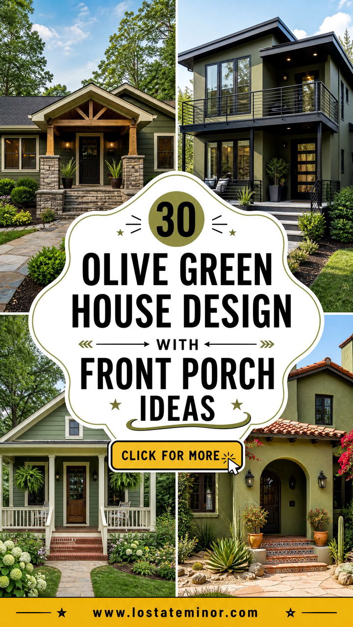 30 Olive Green House Design With Front Porch Ideas To Inspire You - 30 Olive Green House Design With Front Porch Ideas To Inspire You