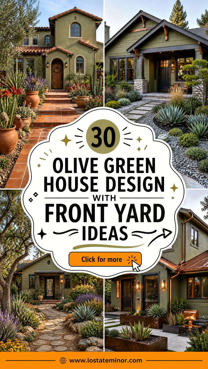 30 Olive Green House Design With Front Yard Ideas Worth Trying - 30 Olive Green House Design With Front Yard Ideas Worth Trying