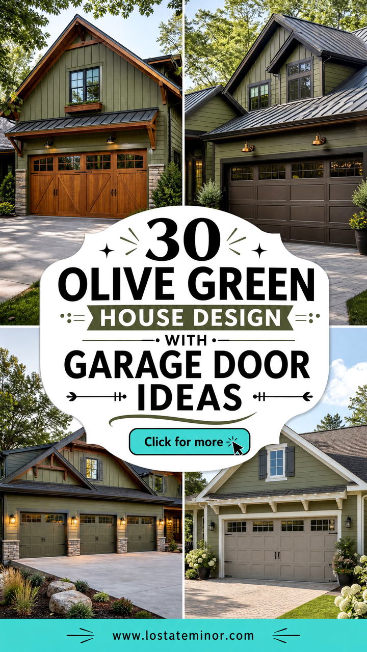 30 Olive Green House Design With Garage Door Ideas To Inspire You - 30 Olive Green House Design With Garage Door Ideas To Inspire You