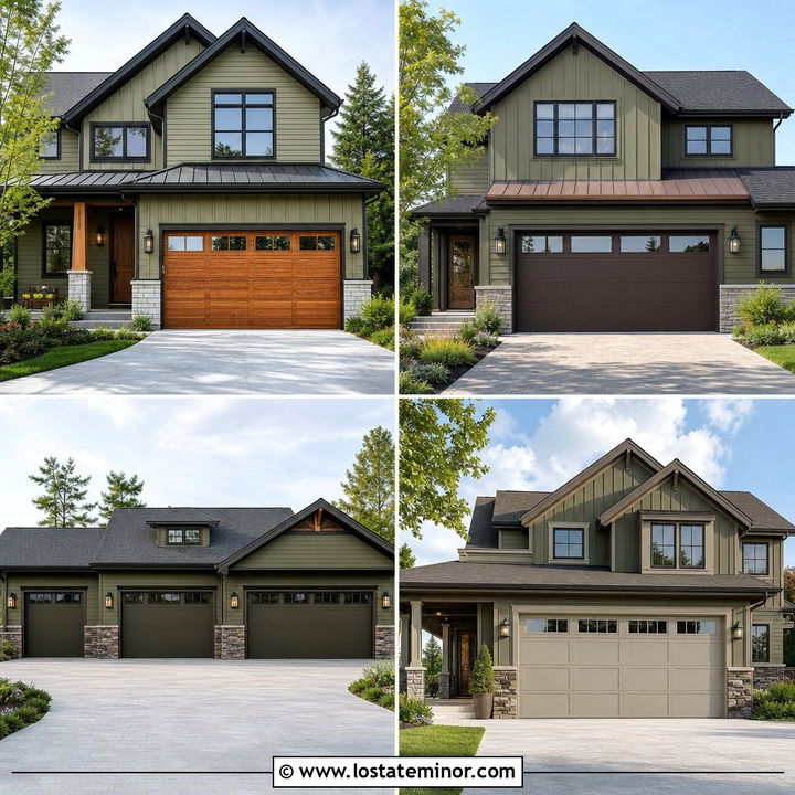 30 Olive Green House Design With Garage Door Ideas To Inspire You