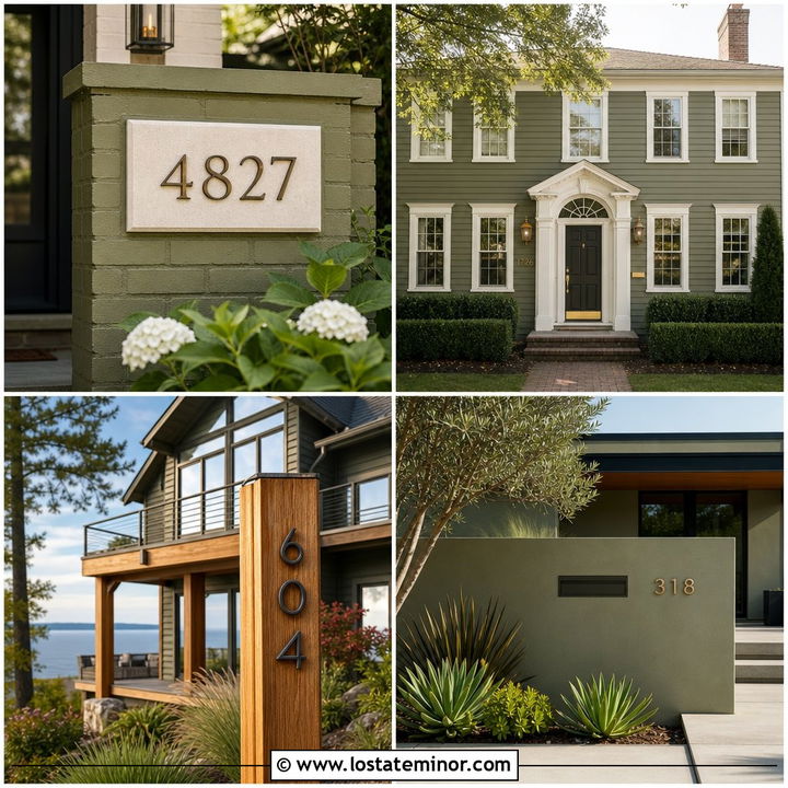 30 Olive Green House Design With House Numbers Ideas To Try Now