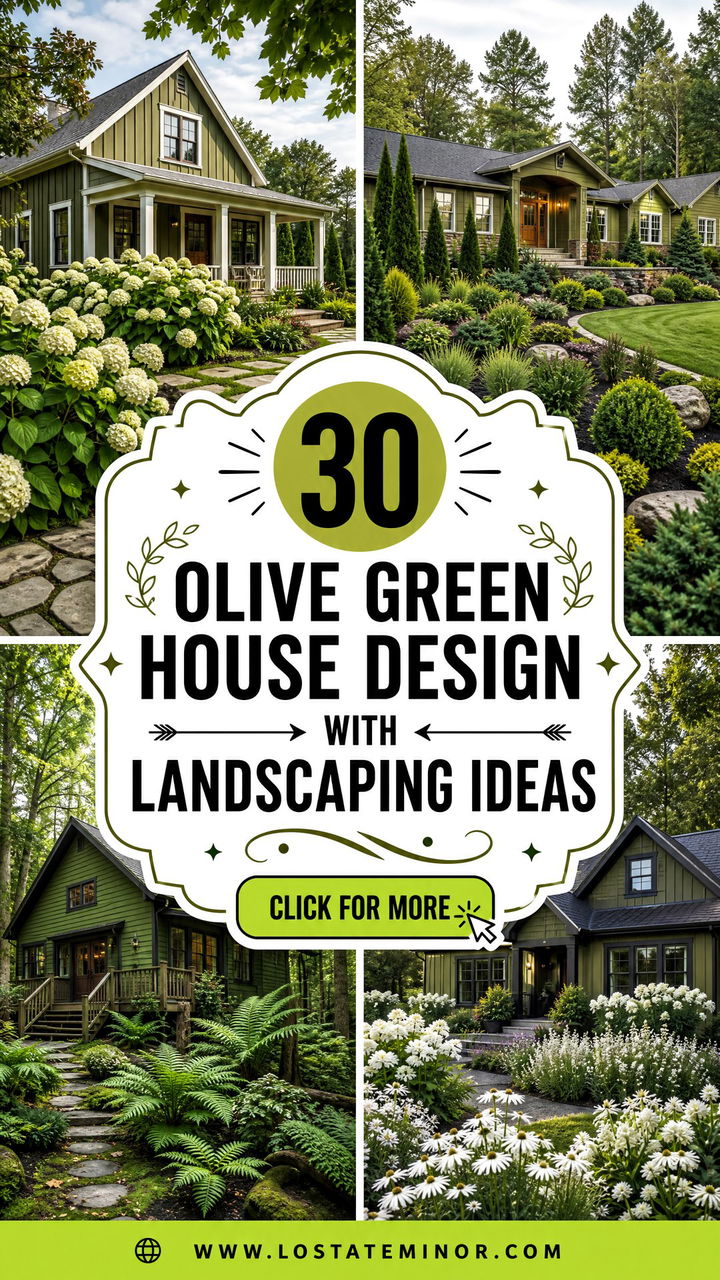 30 Olive Green House Design With Landscaping Ideas To Inspire You - 30 Olive Green House Design With Landscaping Ideas To Inspire You