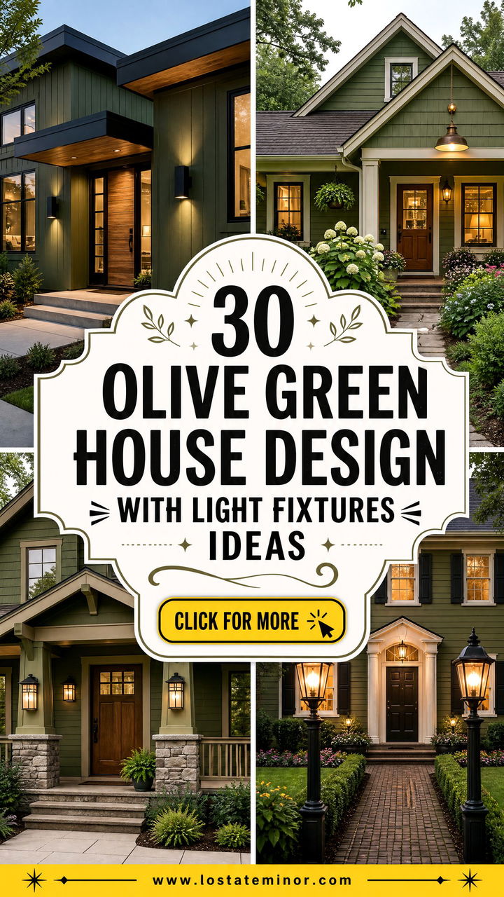 30 Olive Green House Design With Light Fixtures Ideas To Try - 30 Olive Green House Design With Light Fixtures Ideas To Try