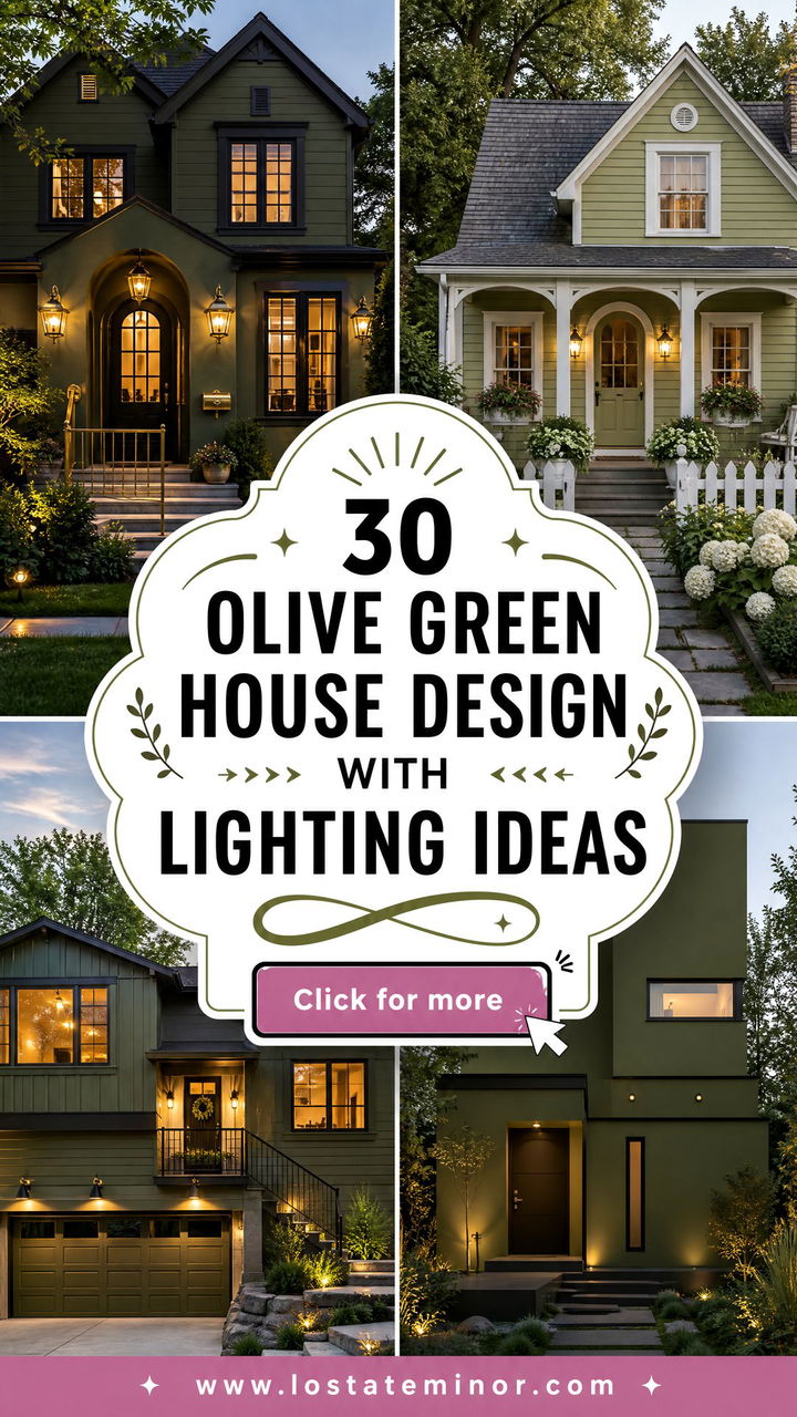 30 Olive Green House Design With Lighting Ideas for a Warm Glow - 30 Olive Green House Design With Lighting Ideas for a Warm Glow