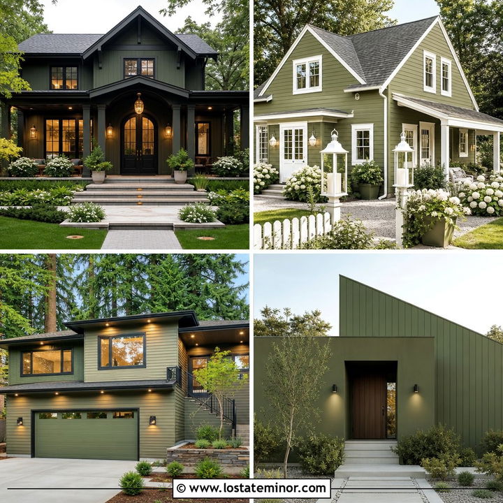 30 Olive Green House Design With Lighting Ideas for a Warm Glow