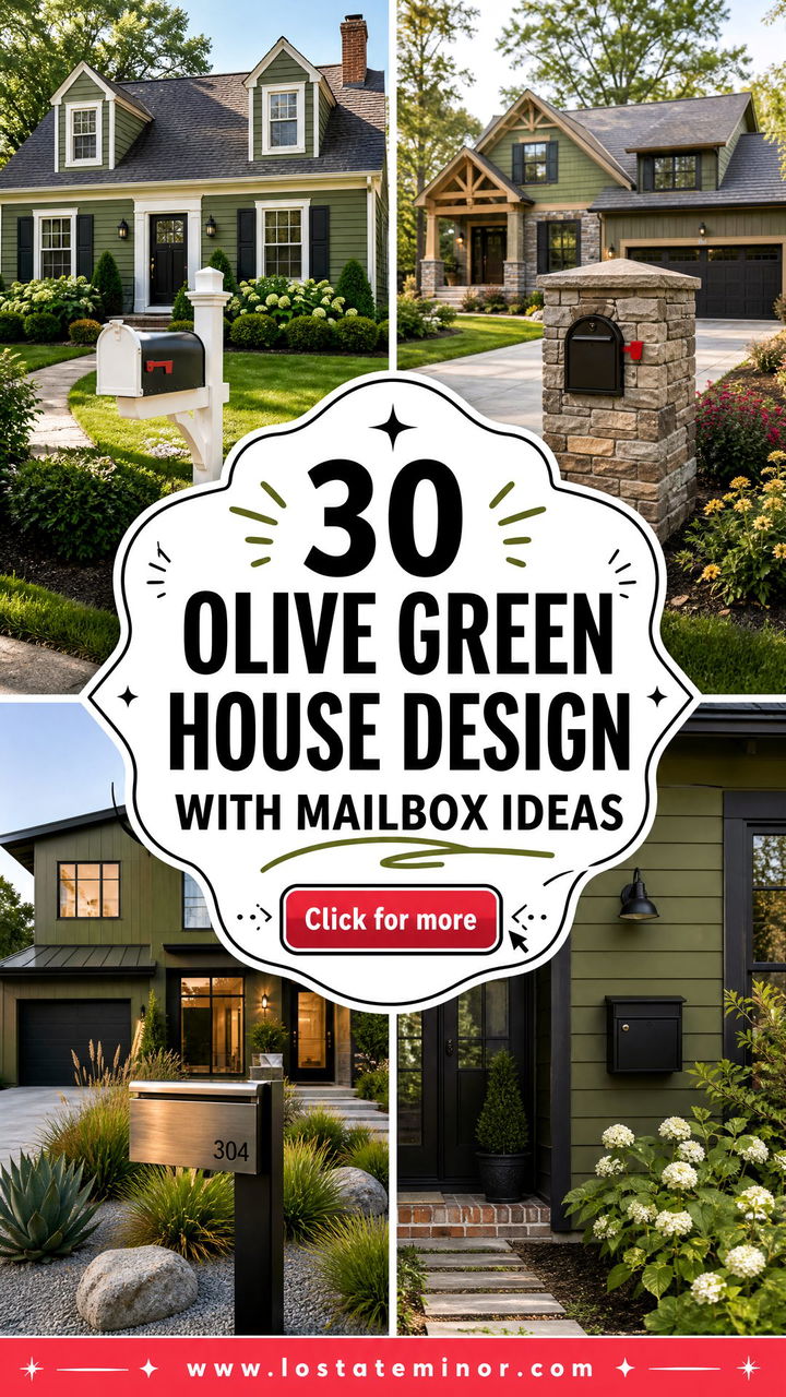 30 Olive Green House Design With Mailbox Ideas With Curb Appeal - 30 Olive Green House Design With Mailbox Ideas With Curb Appeal