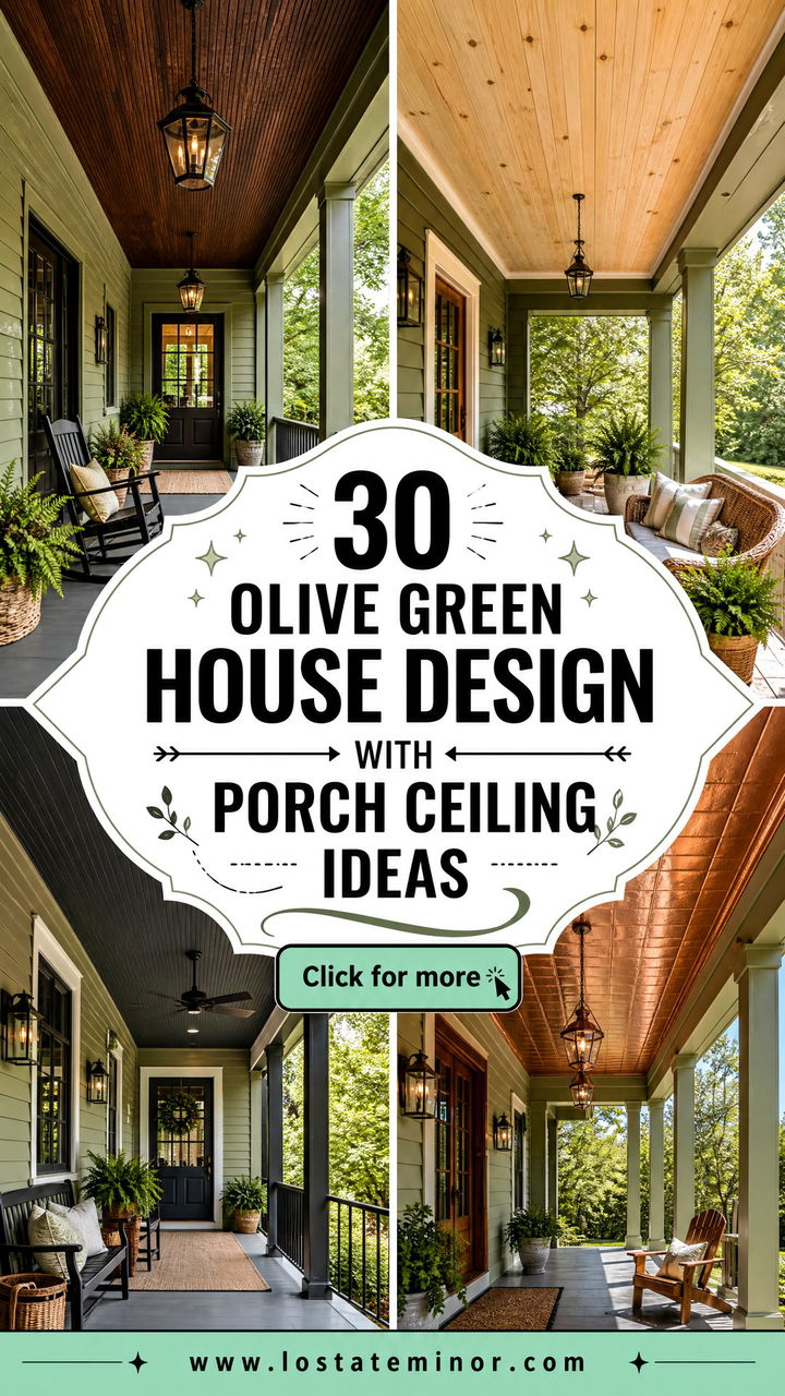 30 Olive Green House Design With Porch Ceiling Ideas Porch Style - 30 Olive Green House Design With Porch Ceiling Ideas: Porch Style