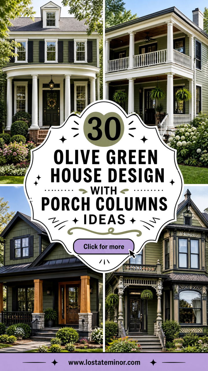 30 Olive Green House Design With Porch Columns Ideas Curb Appeal - 30 Olive Green House Design With Porch Columns Ideas: Curb Appeal
