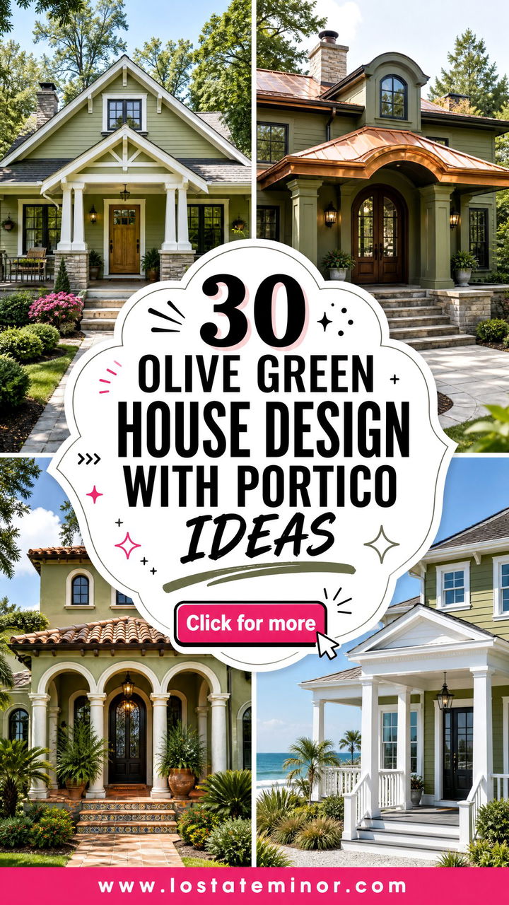 30 Olive Green House Design With Portico Ideas for Entry Style - 30 Olive Green House Design With Portico Ideas for Entry Style