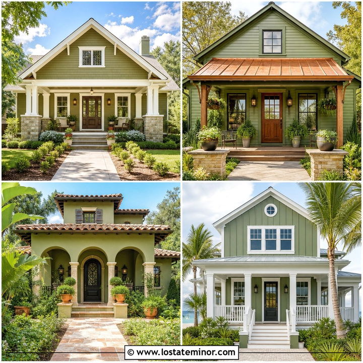 30 Olive Green House Design With Portico Ideas for Entry Style