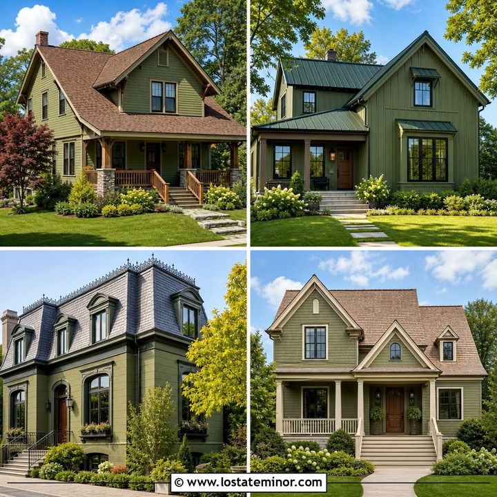 30 Olive Green House Design With Roof Ideas for Curb Appeal