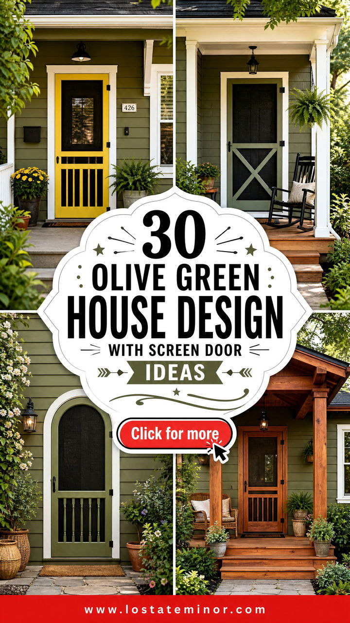 30 Olive Green House Design With Screen Door Ideas to Inspire - 30 Olive Green House Design With Screen Door Ideas to Inspire