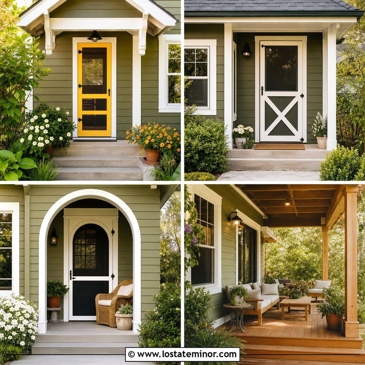 30 Olive Green House Design With Screen Door Ideas to Inspire