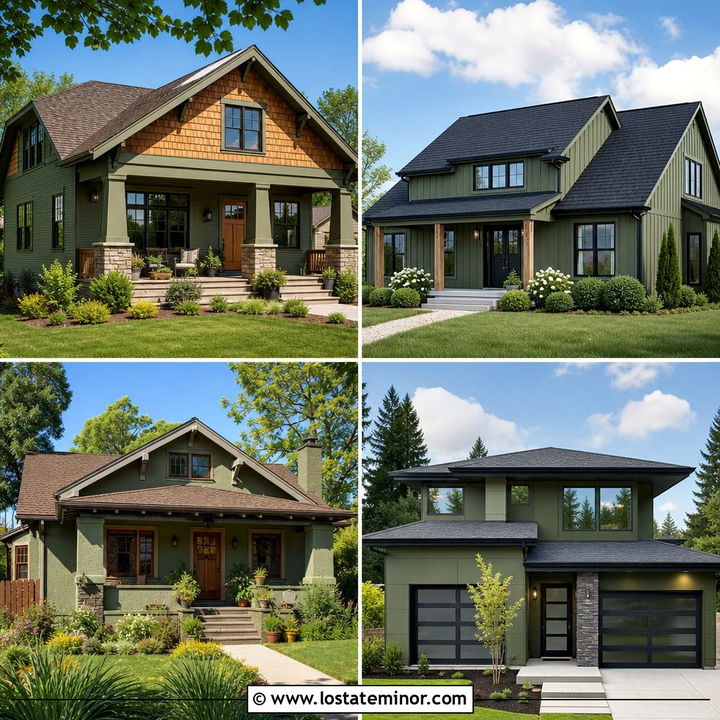 30 Olive Green House Design With Shingles Ideas for Fresh Style