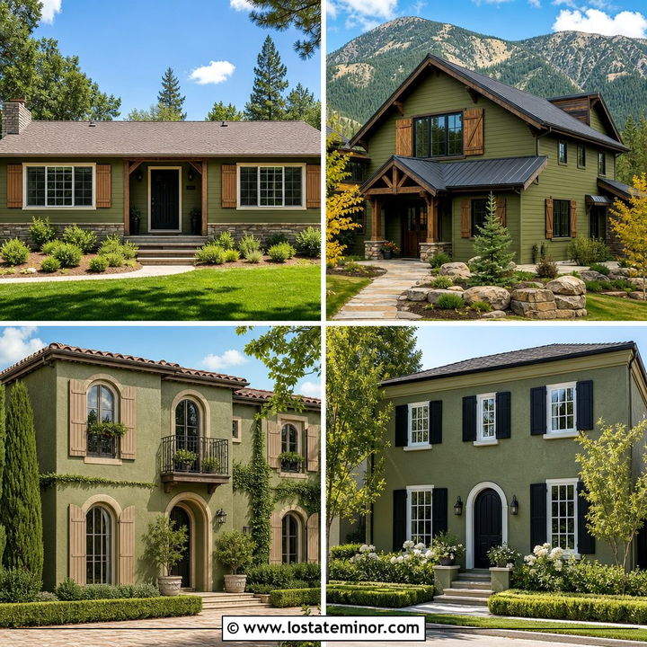 30 Olive Green House Design With Shutters Ideas for Curb Appeal