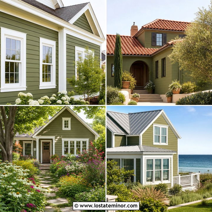 30 Olive Green House Design With Siding Ideas for Fresh Style