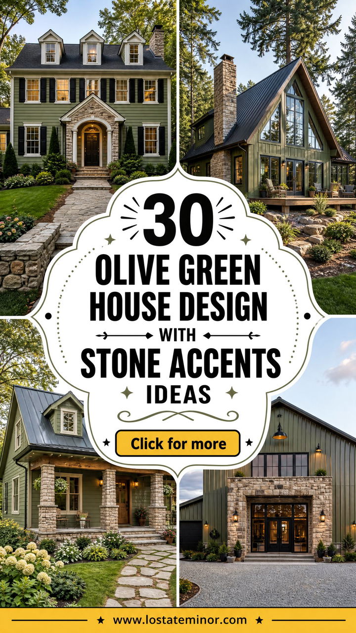 30 Olive Green House Design With Stone Accents Ideas to Inspire - 30 Olive Green House Design With Stone Accents Ideas to Inspire