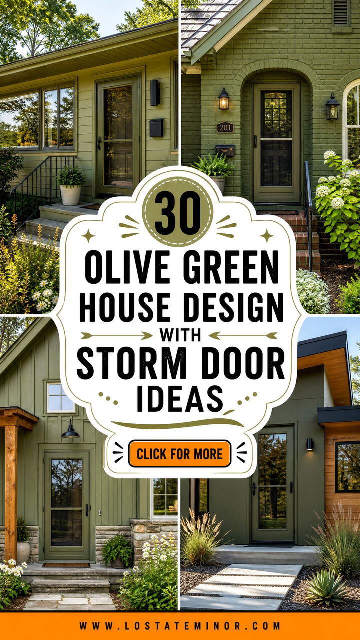 30 Olive Green House Design With Storm Door Ideas for Entry Style - 30 Olive Green House Design With Storm Door Ideas for Entry Style