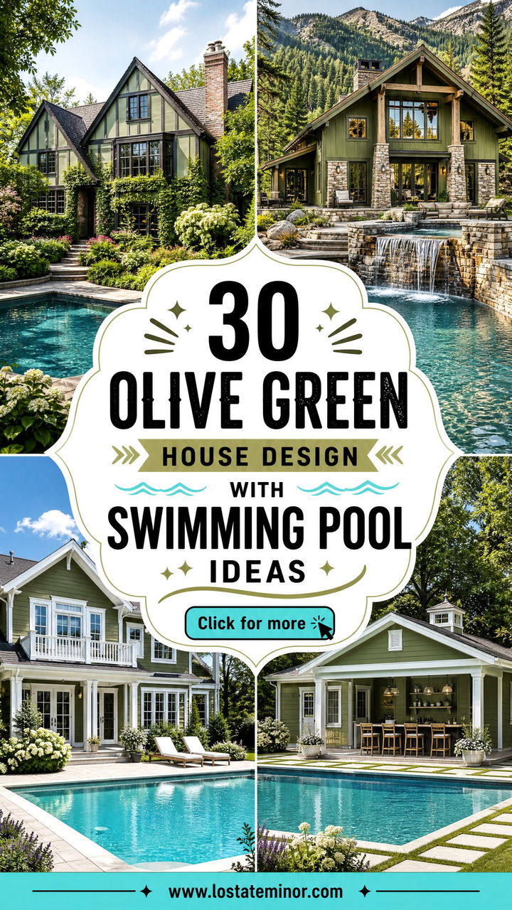 30 Olive Green House Design With Swimming Pool Ideas to Inspire - 30 Olive Green House Design With Swimming Pool Ideas to Inspire