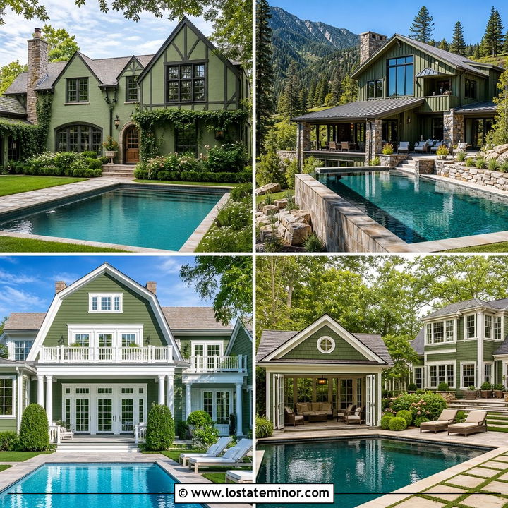 30 Olive Green House Design With Swimming Pool Ideas to Inspire
