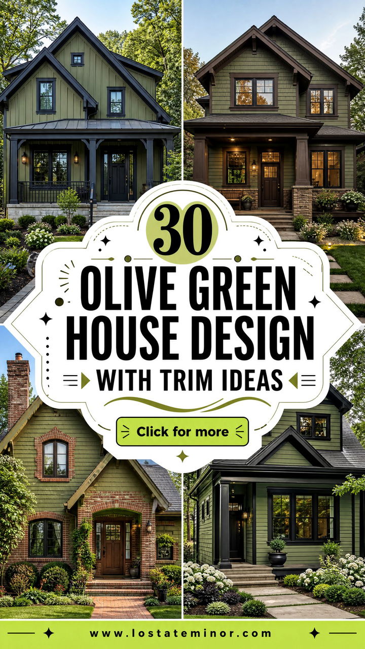 30 Olive Green House Design With Trim Ideas for Chic Contrast - 30 Olive Green House Design With Trim Ideas for Chic Contrast
