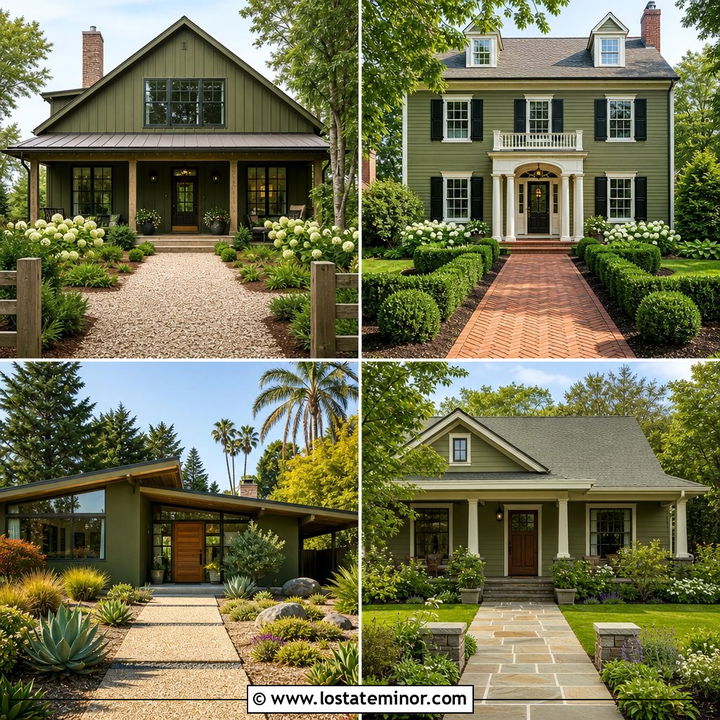 30 Olive Green House Design With Walkway Ideas for Inviting Paths