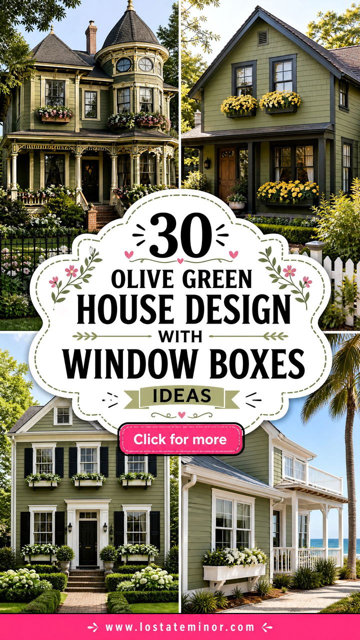30 Olive Green House Design With Window Boxes Ideas to Inspire - 30 Olive Green House Design With Window Boxes Ideas to Inspire