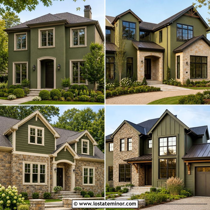 30 Olive Green House Design With Window Frames Ideas to Inspire