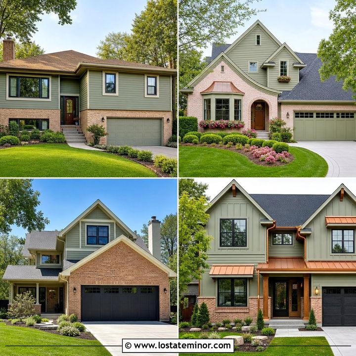 30 Sage Green House Design With Brick Accents Ideas: Warm Style