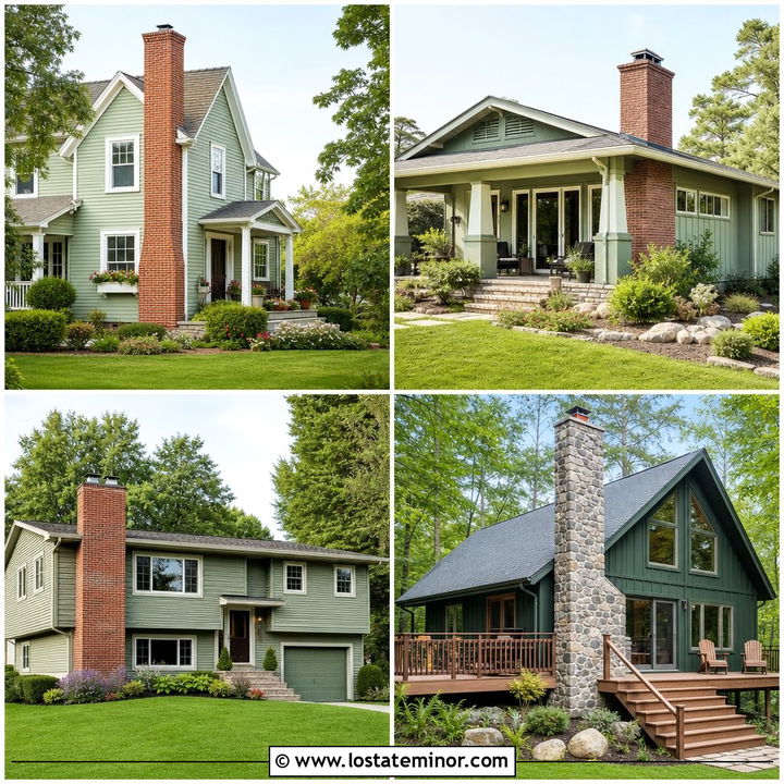 30 Sage Green House Design With Chimney Ideas: Cozy Curb Appeal