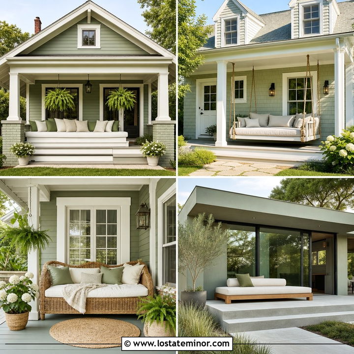 30 Sage Green House Design With Daybed Ideas: Cozy Outdoor Style