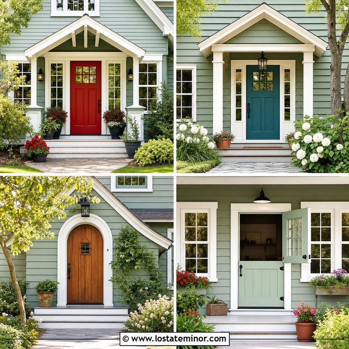 30 Sage Green House Design With Entry Door Ideas: Welcoming Look