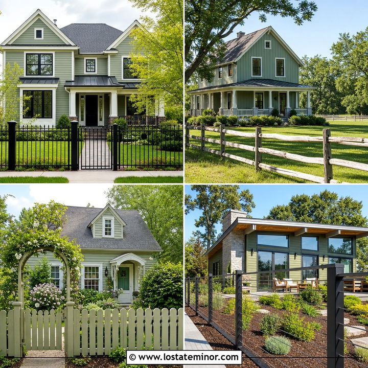 30 Sage Green House Design With Fence Ideas: Charming Curb Appeal