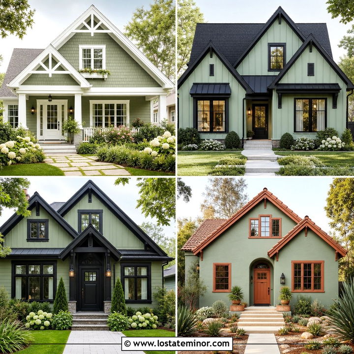 30 Sage Green House Design With Gables Ideas: Classic Curb Appeal